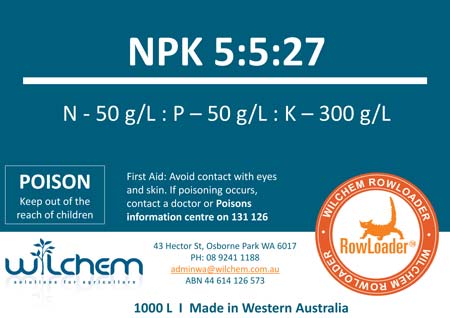 Wilchem RowLoader NPK 5:5:27 Label
